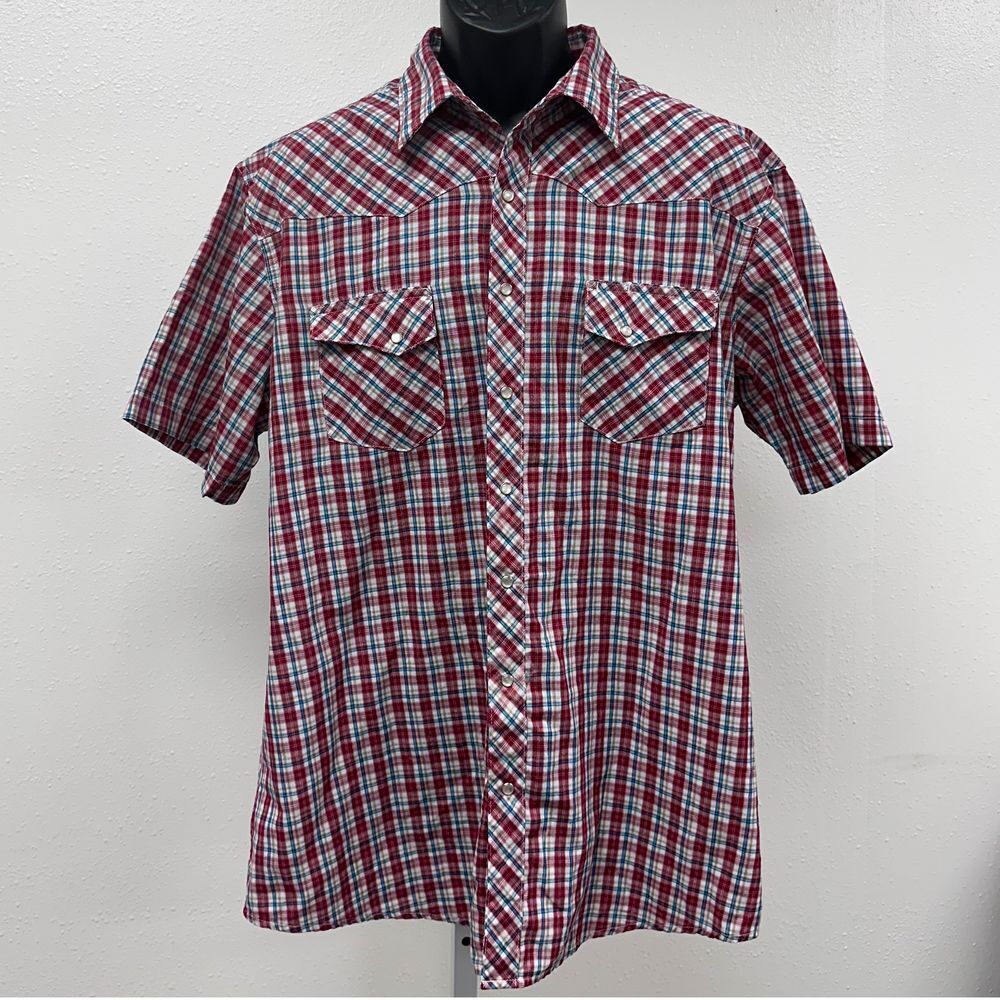 Wrangler Short Sleeve Country Western Snap Button Shirt Red/White Size XL